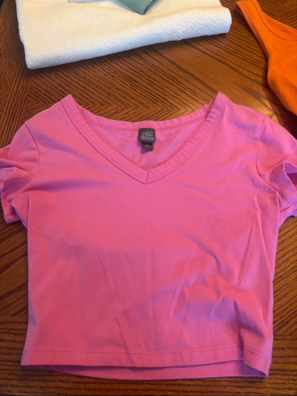 wild fable Pink V-Neck Crop Tee